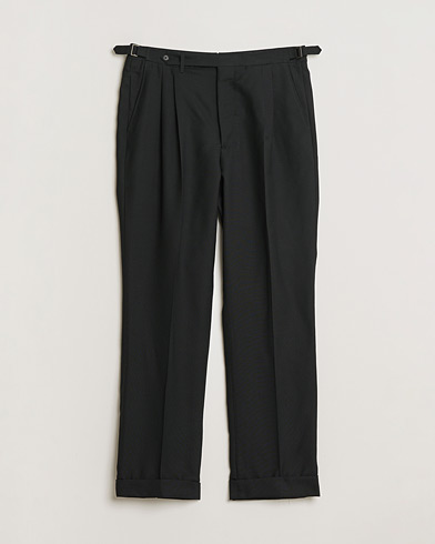 Pre-owned Berg&Berg High Waisted Double Pleated Wool Trousers Black 52 – Nero