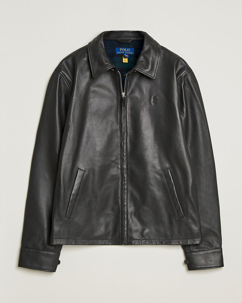 Pre-owned Polo Ralph Lauren Maxwell Windbreaker Leather Jacket Polo Black L – Nero