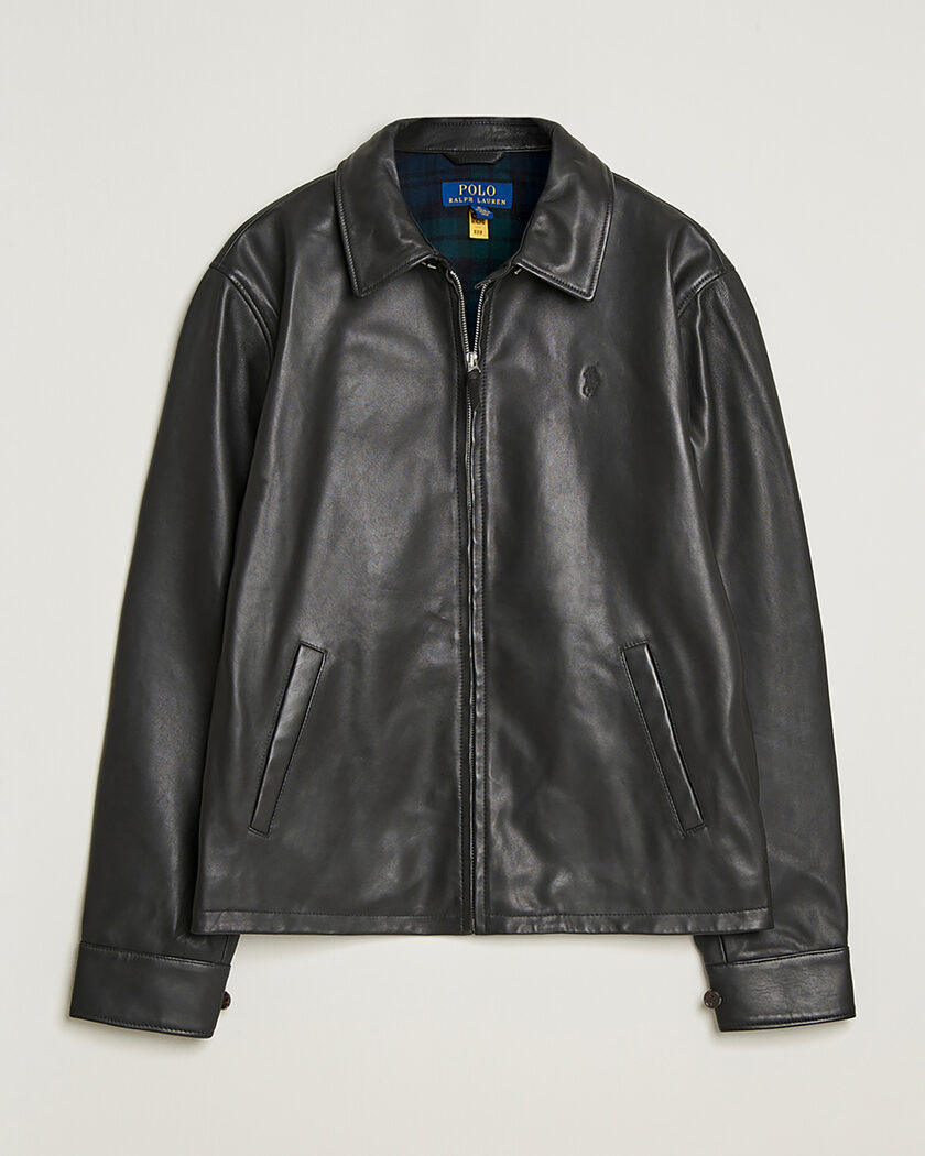 Pre-owned Polo Ralph Lauren Maxwell Windbreaker Leather Jacket Polo Black L – Nero