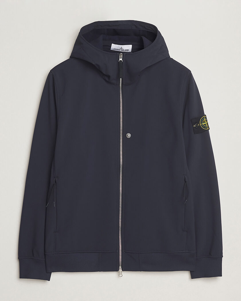 Pre-owned Stone Island Soft Shell Re-Dyed Lined Hood Jacket Navy L – Blu