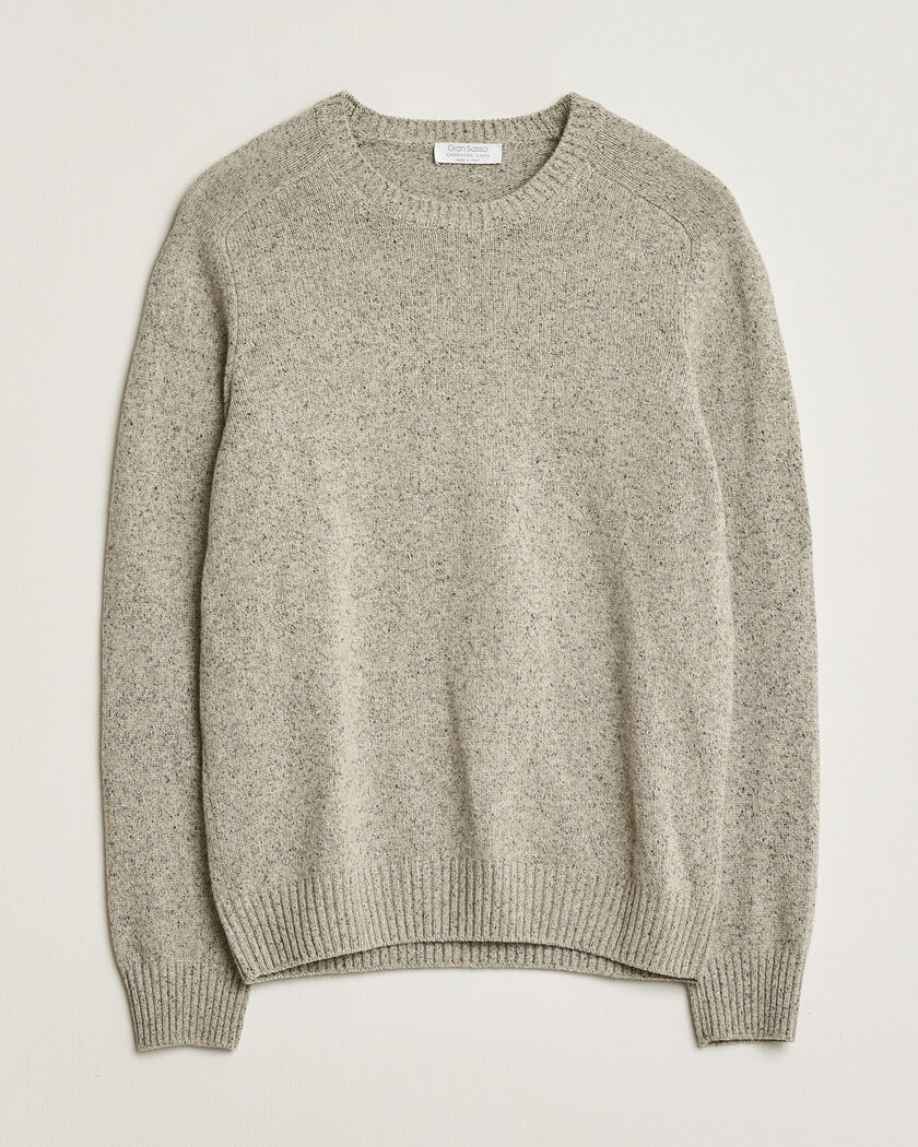 Pre-owned Gran Sasso Cashmere & Silk Blend Crew Neck Grey Melange 48 – Grigio