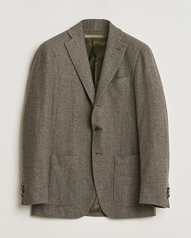 Pre-owned Caruso Wool Houndstooth Blazer Brown 46 – Marrone