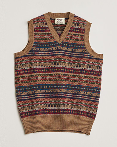 Pre-owned William Lockie Wool Fair Isle Vest Tan S – Marrone