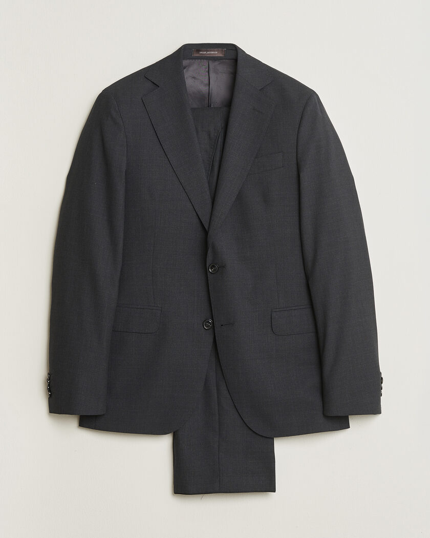Pre-owned Oscar Jacobson Ego Wool Suit Dark Grey 46 – Grigio