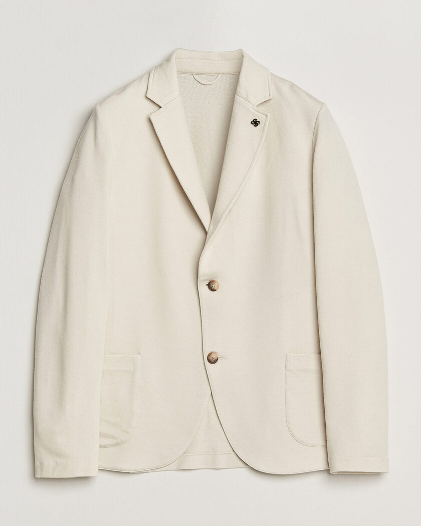 Pre-owned Gran Sasso Wool Knitted Blazer Cream 50 – Bianco