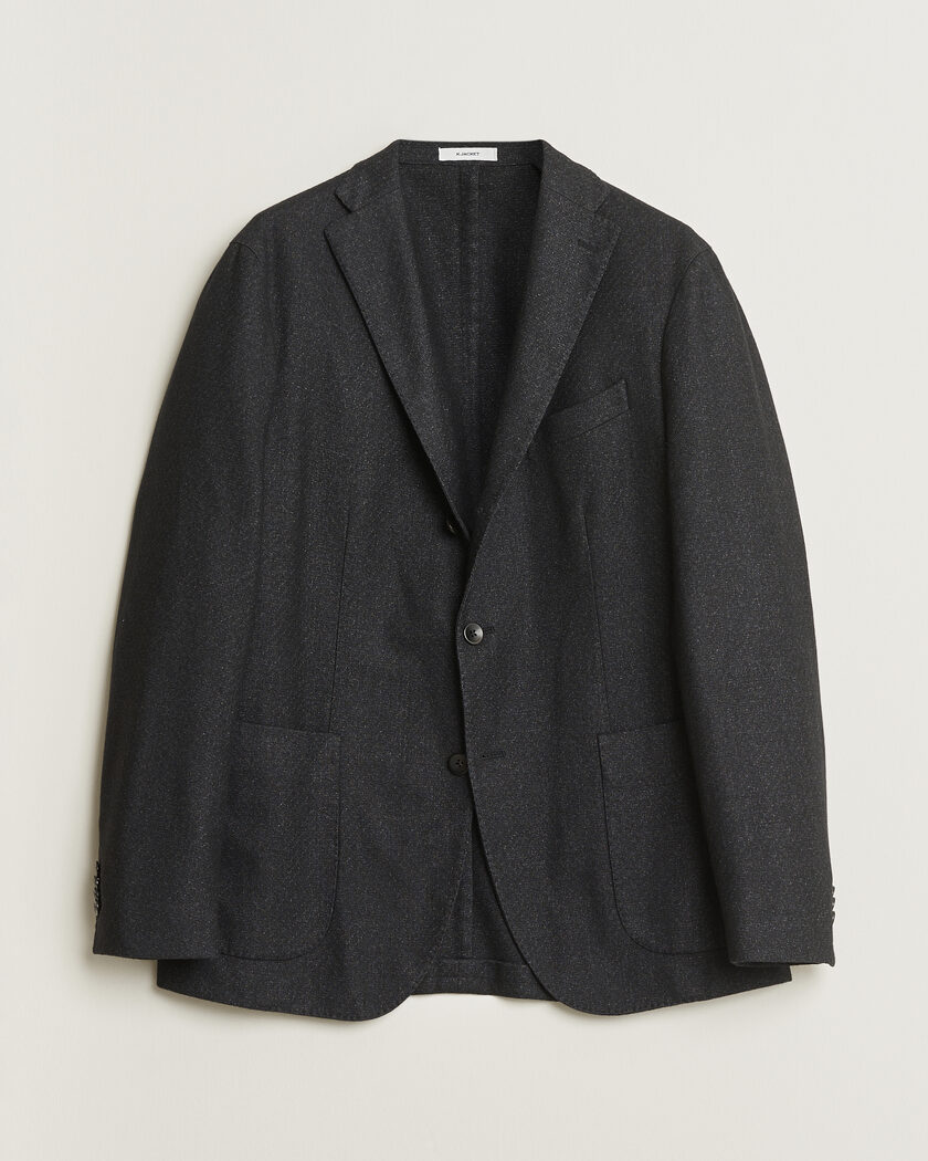 Pre-owned Boglioli K Jacket Flannel Wool Blazer Charcoal 50 – Nero