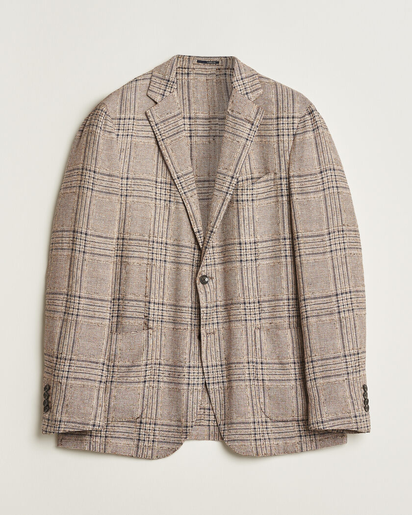 Pre-owned Lardini Silk Blend Checked Blazer Brown 54 – Marrone