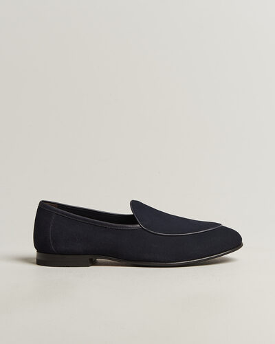 Loake 1880 Belgrave Suede Belgian Loafer Navy