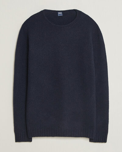 Fedeli Cashmere Blend Boucle Sweater Navy