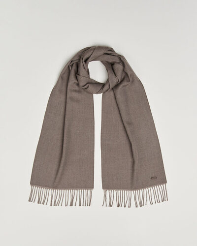 Eton Twill Merino Wool Scarf Brown