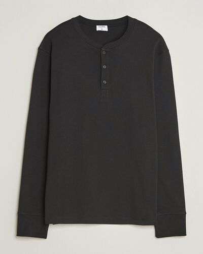 Filippa K Cotton Rib Henley Black