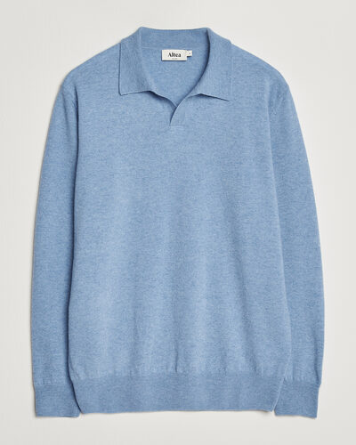 Altea Long Sleeve Knitted Polo Sky Blue