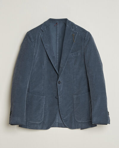 Santaniello Corduroy Patch Pocket Blazer Iron Blue