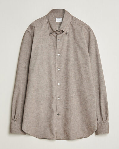 Mazzarelli Soft Flannel Button Down Shirt Taupe