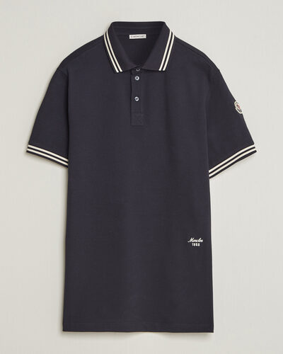 Moncler Contrast Collar Polo Navy