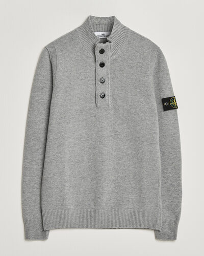Stone Island Knitted Lambswool Half Button Zip Grey Melange