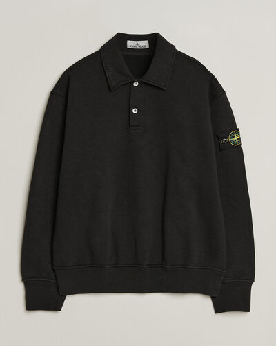 Stone Island Tubular Cotton Fleece Polo Black