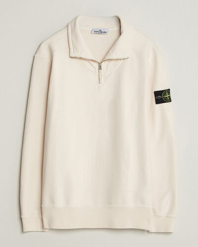 Stone Island Brushed Cotton Fleece Half Zip Ivory