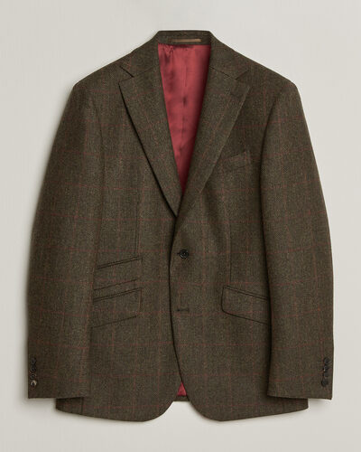 Walker Slater Edward Lambswool Windowpane Blazer Green