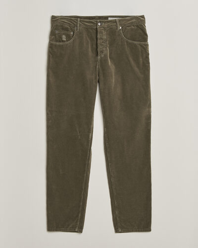 Brunello Cucinelli Leisure Fit Corduroy 5-Pocket Pants Olive