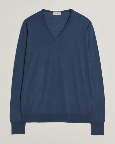 John Smedley Bobby Extra Fine Merino V-Neck Pullover Teal Firth