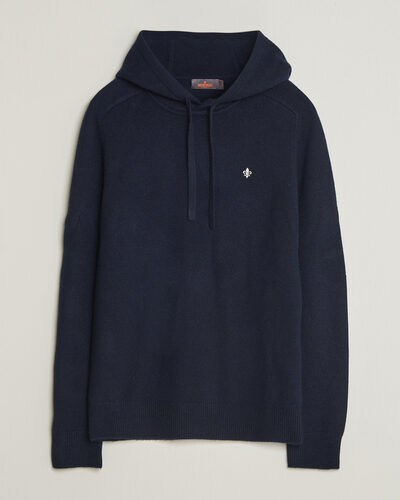 Morris Hertford Lambswool Hoodie Navy
