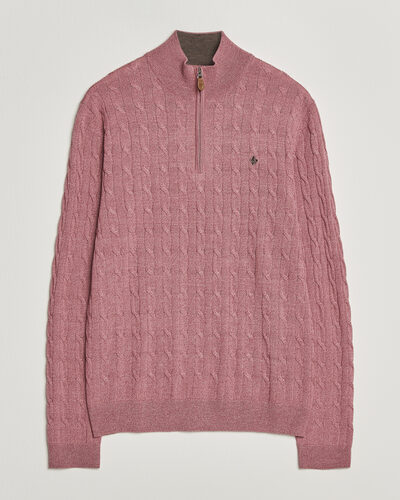 Morris Merino Cable Half Zip Cerise