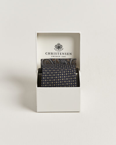 Amanda Christensen Box Set Wool 8 cm Tie And Pocket Square Navy