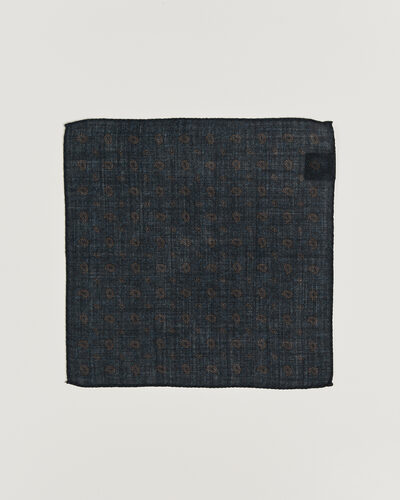 Amanda Christensen Wool Paisley Pocket Square Navy