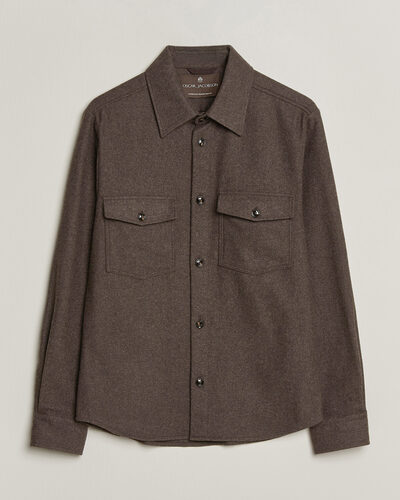 Oscar Jacobson Magnus Wool Shirt Jacket Brown