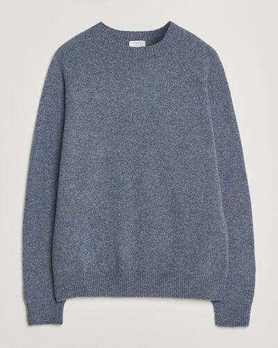 Sunspel Lambswool Crew Neck Denim Twist