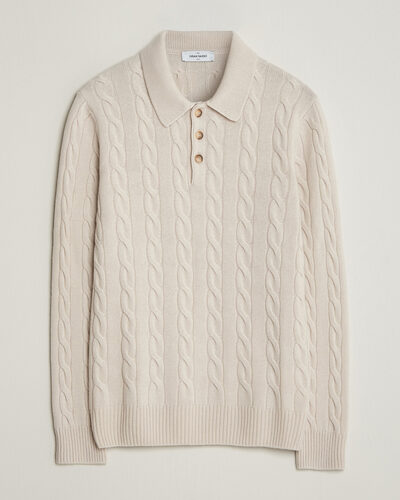 Gran Sasso Wool/Cashmere Cable Polo Beige Melange