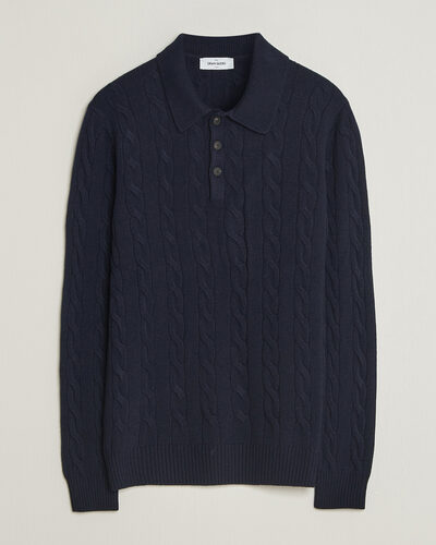 Gran Sasso Wool/Cashmere Cable Polo Navy