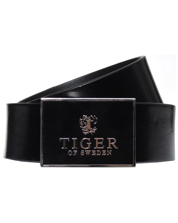 Uomini | Tiger of Sweden Leather Logo Belt Black | Tiger of Sweden | Leather Logo Belt Black