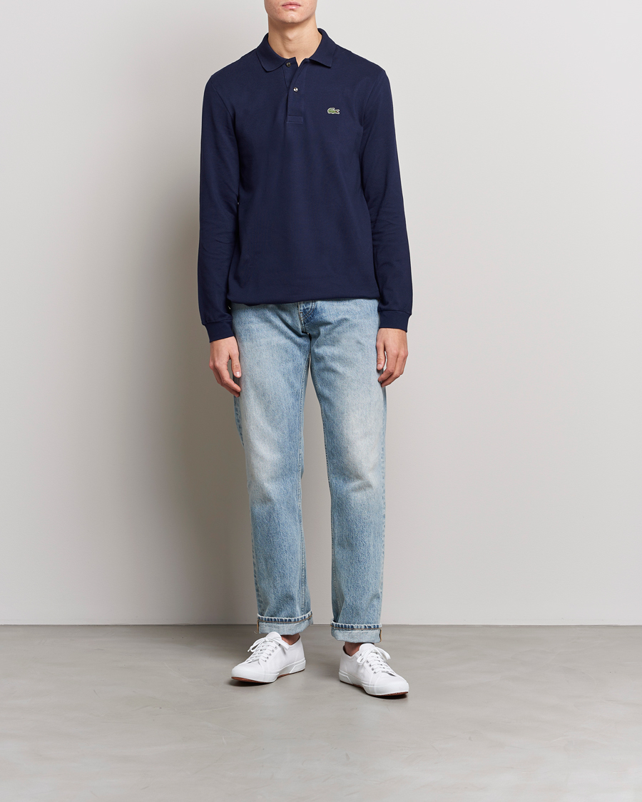 Uomini | Polo | Lacoste | Original Long Sleeve Polo Piké Navy Blue