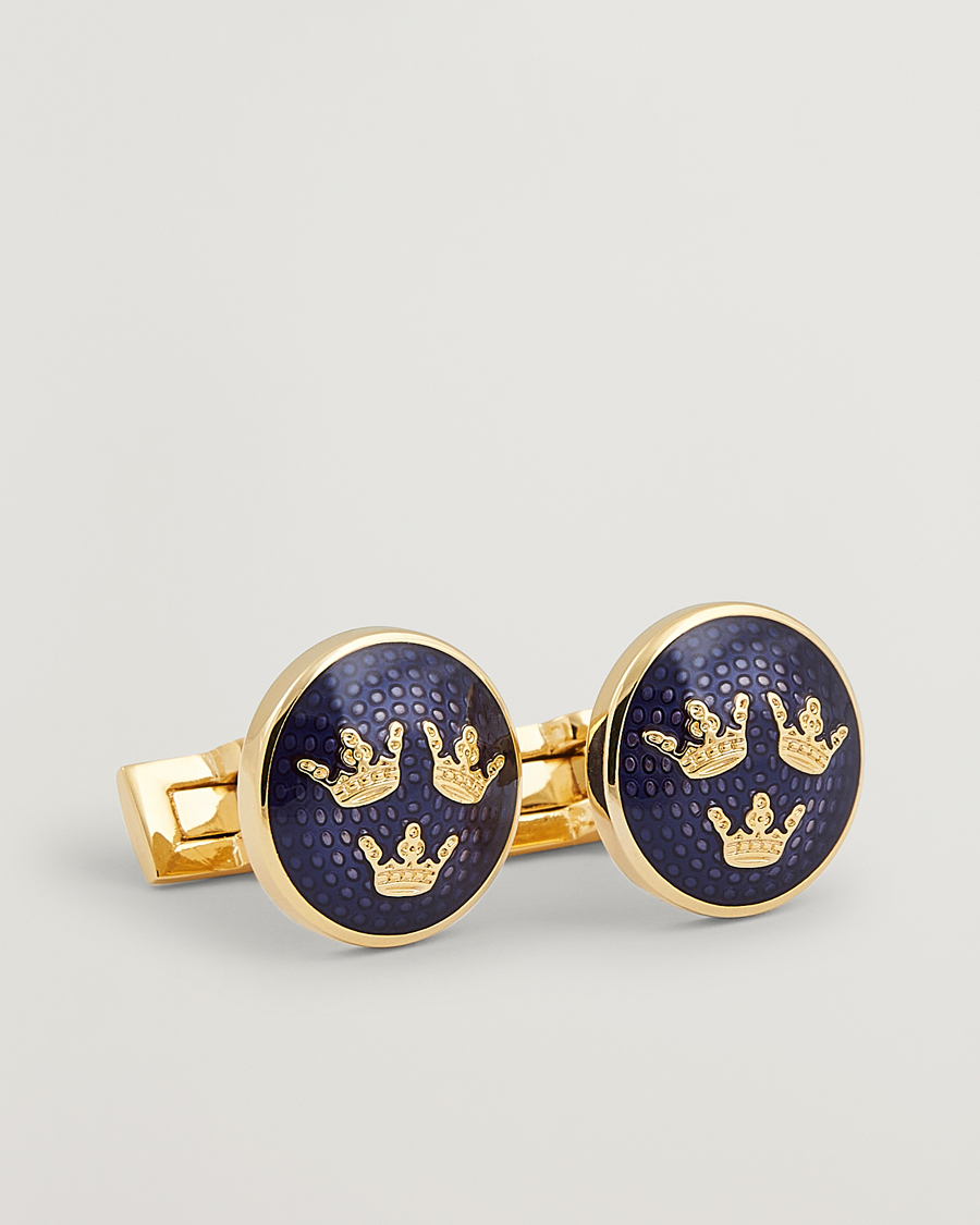 Uomini | Gemelli | Skultuna | Cuff Links Tre Kronor Gold/Royal Blue