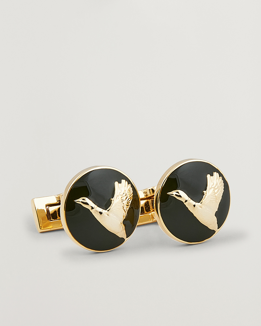 Uomini | Skultuna Cuff Links Hunter Flying Duck Gold/Green | Skultuna | Cuff Links Hunter Flying Duck Gold/Green