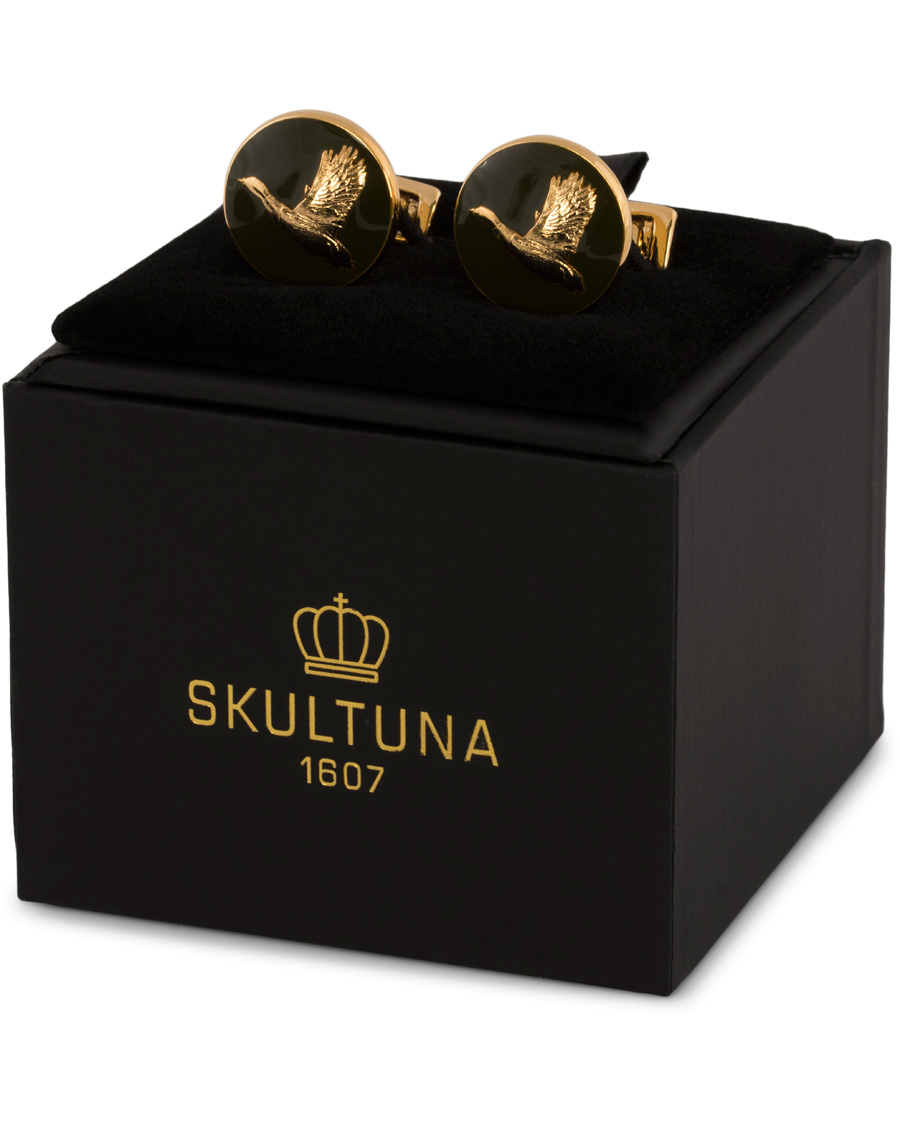 Uomini | Skultuna Cuff Links Hunter Flying Duck Gold/Green | Skultuna | Cuff Links Hunter Flying Duck Gold/Green