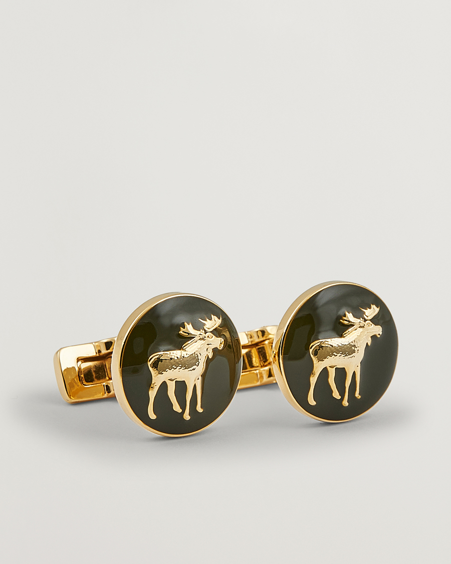 Uomini | Skultuna Cuff Links Hunter The Moose Gold/Green | Skultuna | Cuff Links Hunter The Moose Gold/Green
