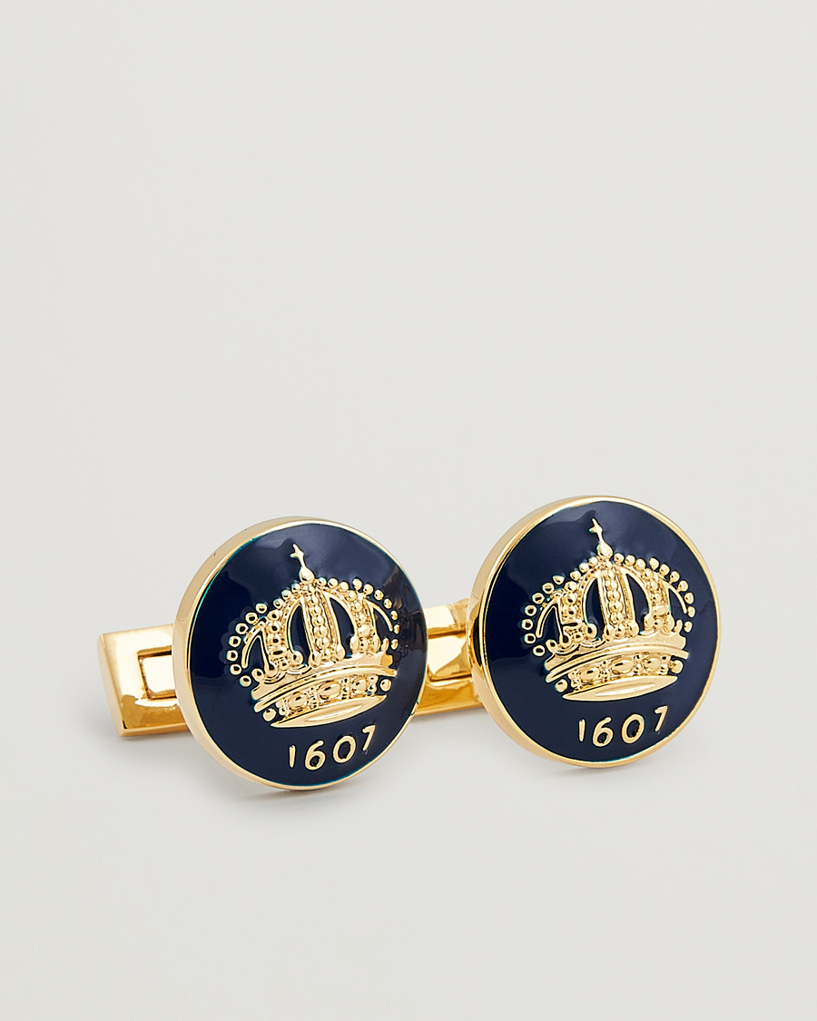 Uomini | Skultuna Cuff Links The Crown Gold/Royal Blue | Skultuna | Cuff Links The Crown Gold/Royal Blue