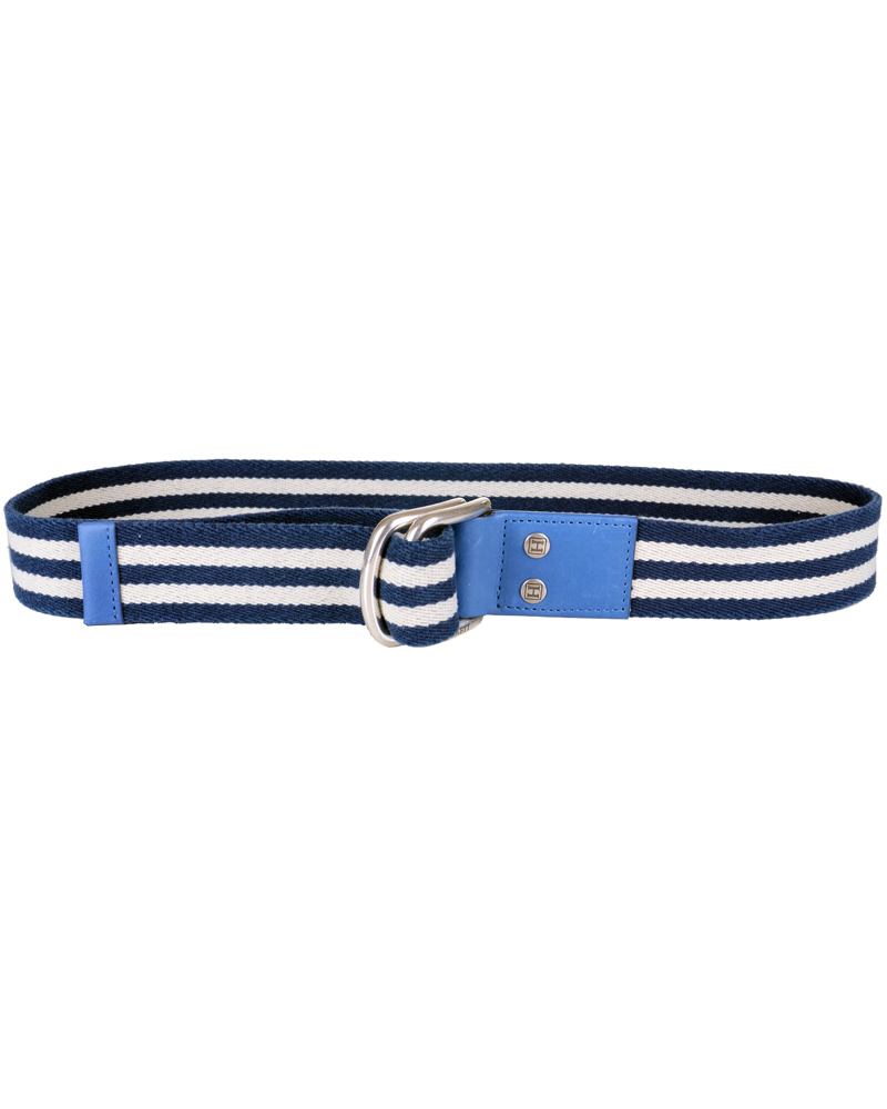 Uomini | Hackett Washed D-Ring Belt 4 cm Navy/Ivory | Hackett | Washed D-Ring Belt 4 cm Navy/Ivory