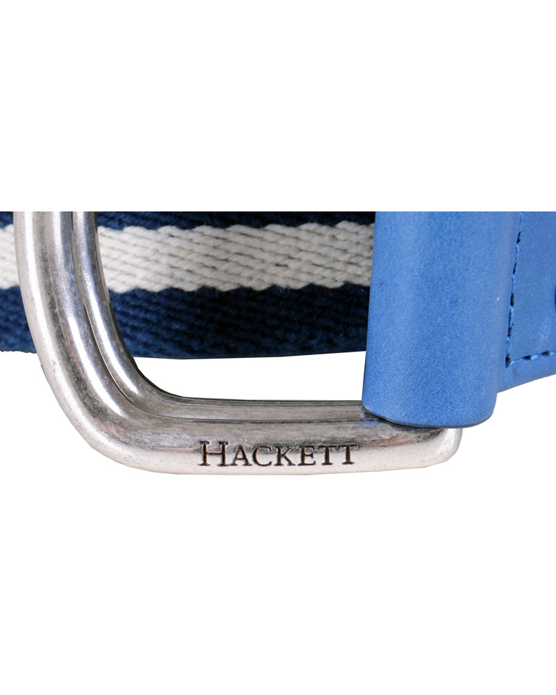Uomini | Hackett Washed D-Ring Belt 4 cm Navy/Ivory | Hackett | Washed D-Ring Belt 4 cm Navy/Ivory
