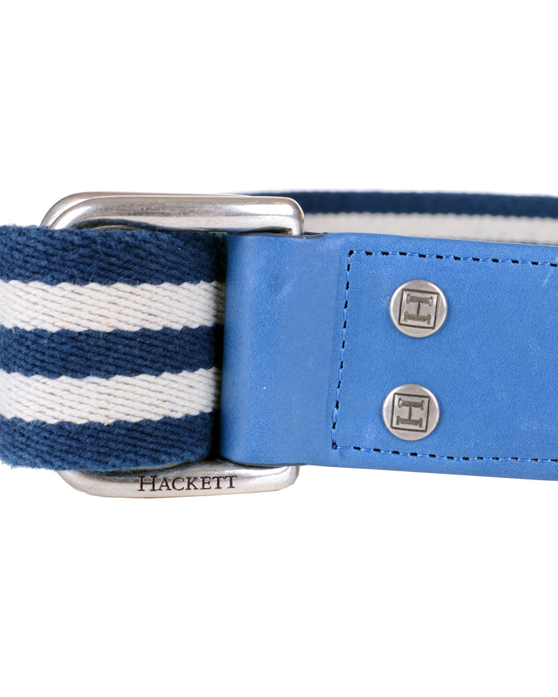 Uomini | Hackett Washed D-Ring Belt 4 cm Navy/Ivory | Hackett | Washed D-Ring Belt 4 cm Navy/Ivory