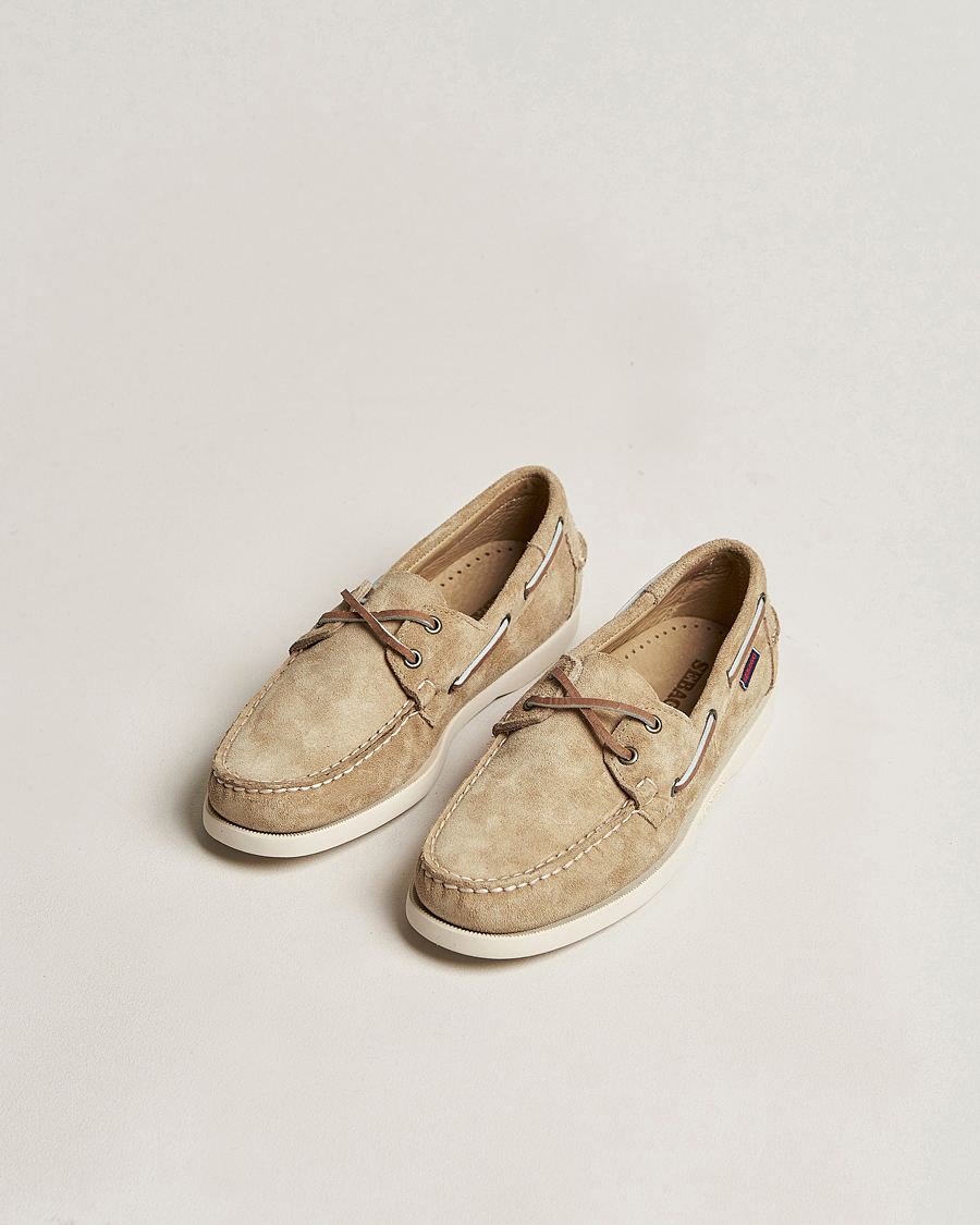 Uomini | Scarpe da barca | Sebago | Docksides Suede Boat Shoe Beige Camel
