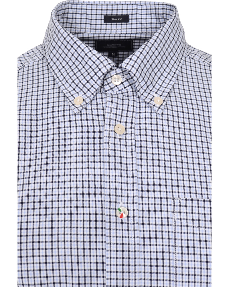 Uomini | Camicie | Boomerang | Trim Fit B.D Twill Check Shirt Cloud Blue