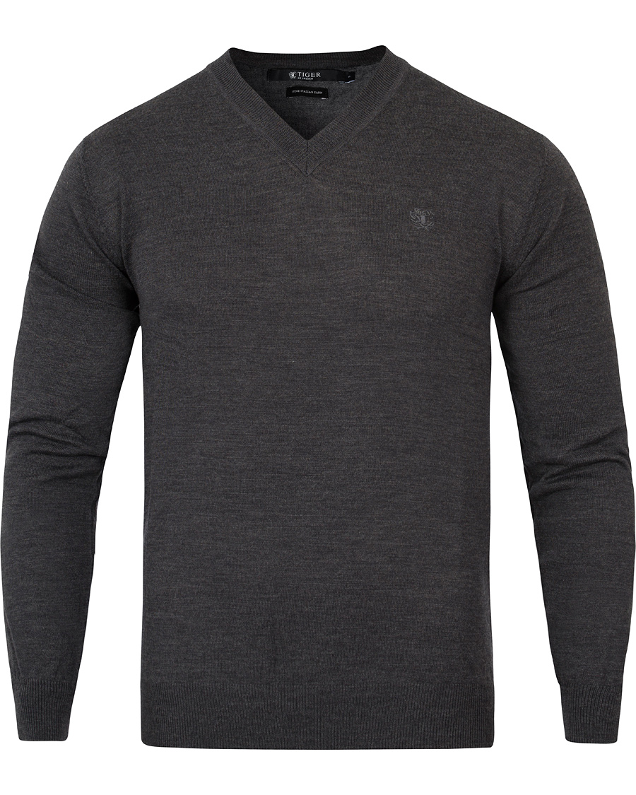 Uomini | Maglieria | Tiger of Sweden | Harvard V-Neck Pullover Dark Grey