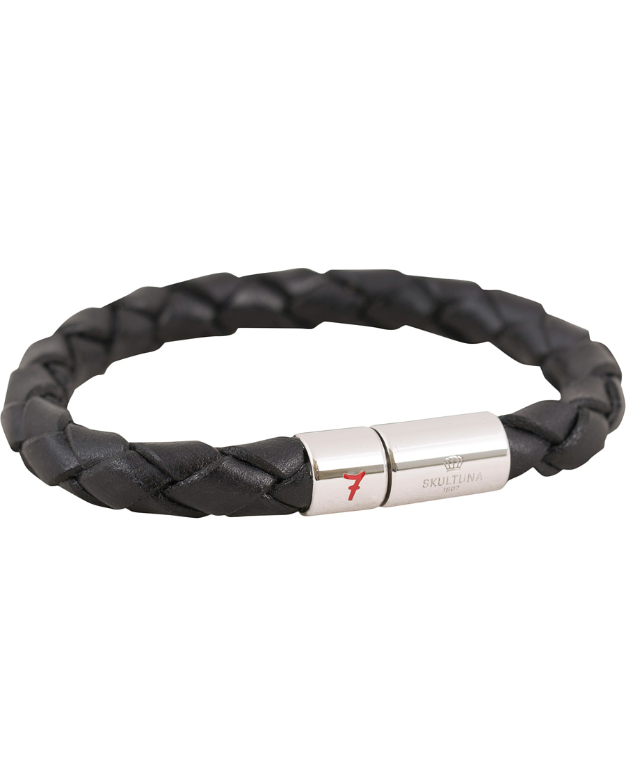 Uomini | Skultuna Leather Bracelet Plaited 7 by Lino Ieluzzi Black | Skultuna | Leather Bracelet Plaited 7 by Lino Ieluzzi Black