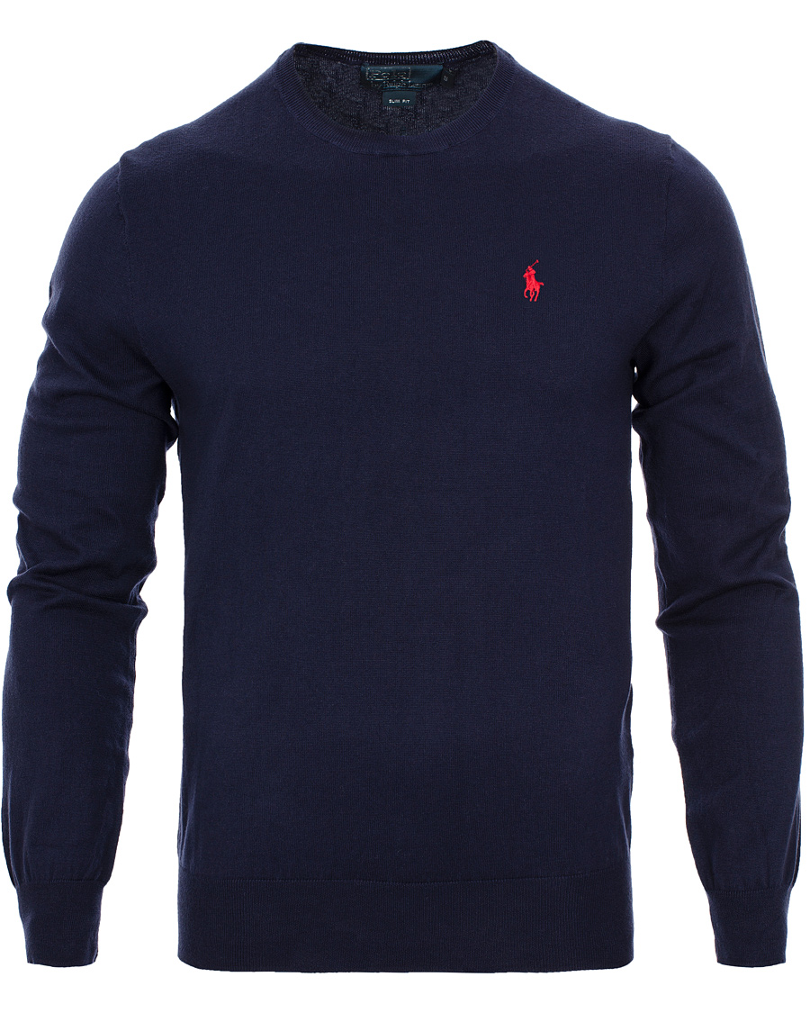 Uomini | Maglieria | Polo Ralph Lauren | Slim Fit Pima Cotton Crew Neck Pullover Hunter Navy