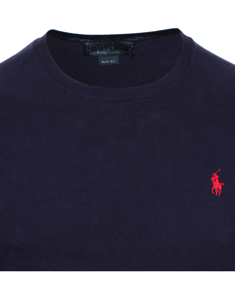 Uomini | Maglieria | Polo Ralph Lauren | Slim Fit Pima Cotton Crew Neck Pullover Hunter Navy