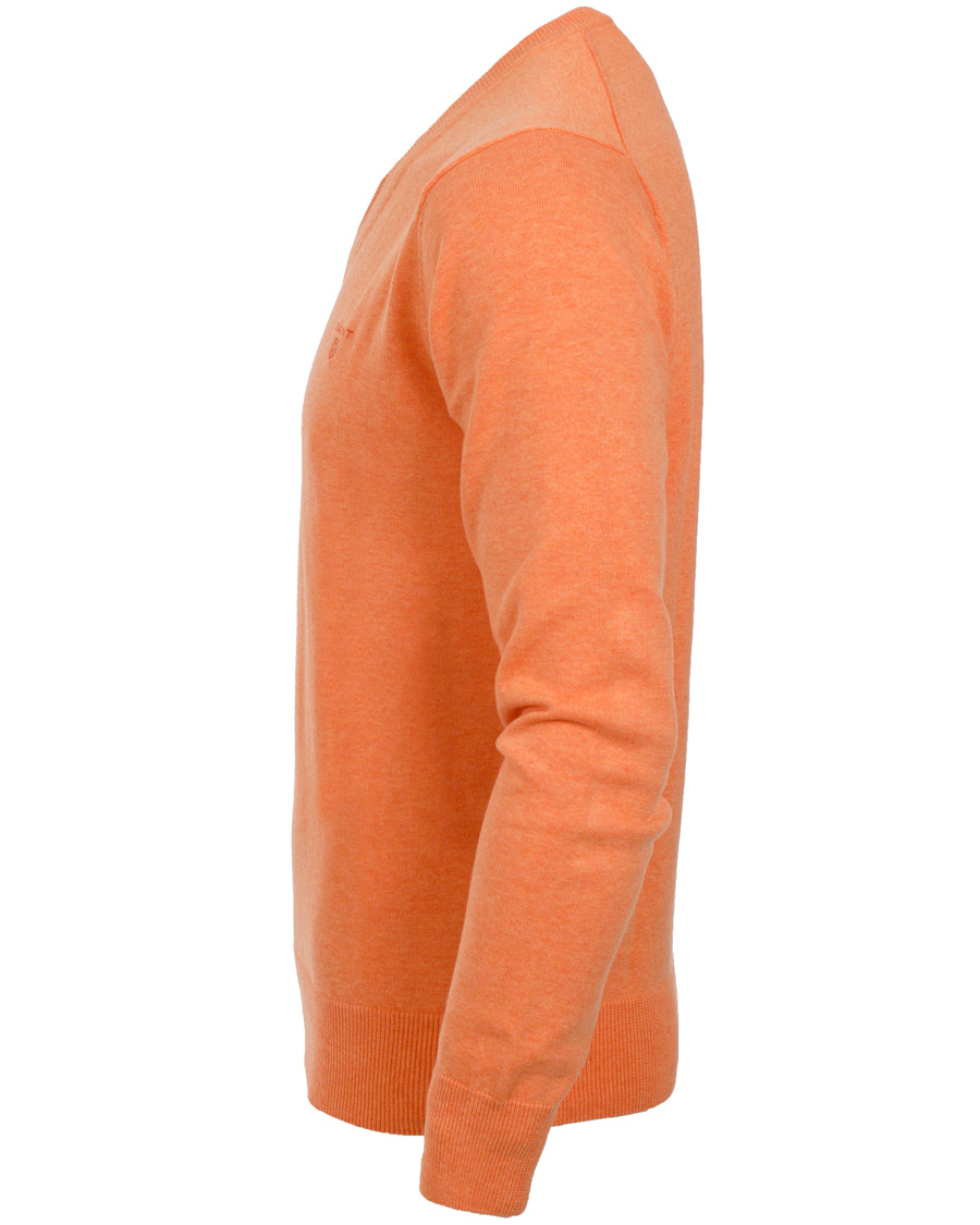 Uomini | Maglieria | GANT | Light Weight Cotton V-Neck Pullover Carrot Melange